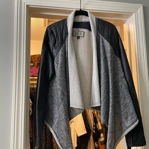 Black pleather and grey heathers knit jacket
